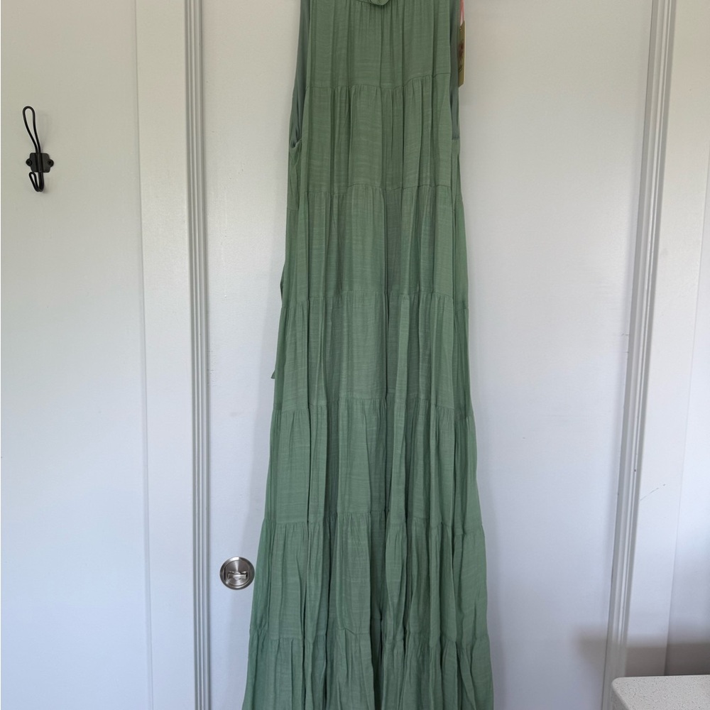 Entro Green Tiered Maxi Sundress Resort Wear